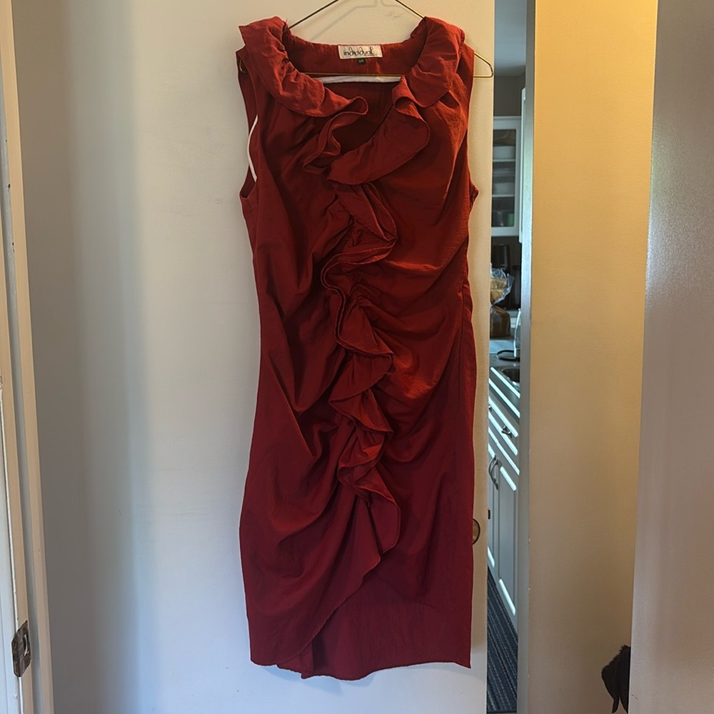 Gorgeous individual (formally iclothing) ruched red dress size L